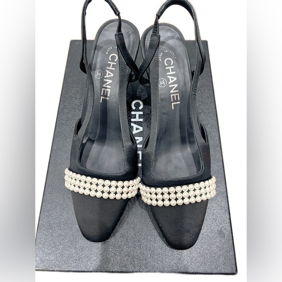 CHANEL Shoes - Authentic CHANEL Black Heels with Pearl Accents